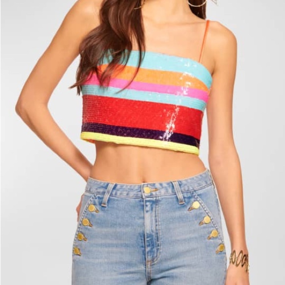 ISO Ramy Brook Nelle Sequin Crop Top